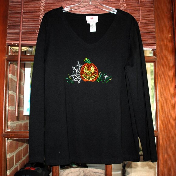 NWOT Quacker Factory Halloween Ribbed Knit Shirt - Picture 1 of 5